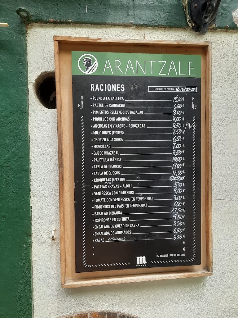 Portu Zaharra Taberna — Carta