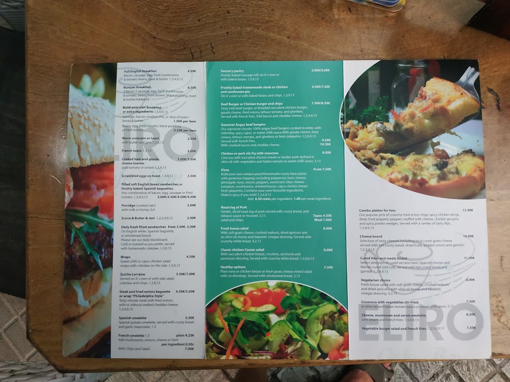 Eliro Cafe Bar — Carta