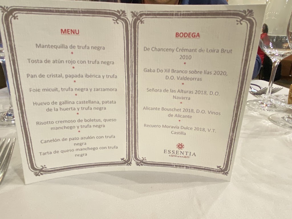 Essentia Restaurante — Carta