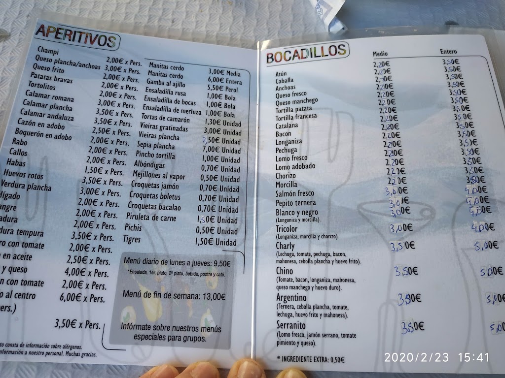 Bar El Resguar2 — Carta