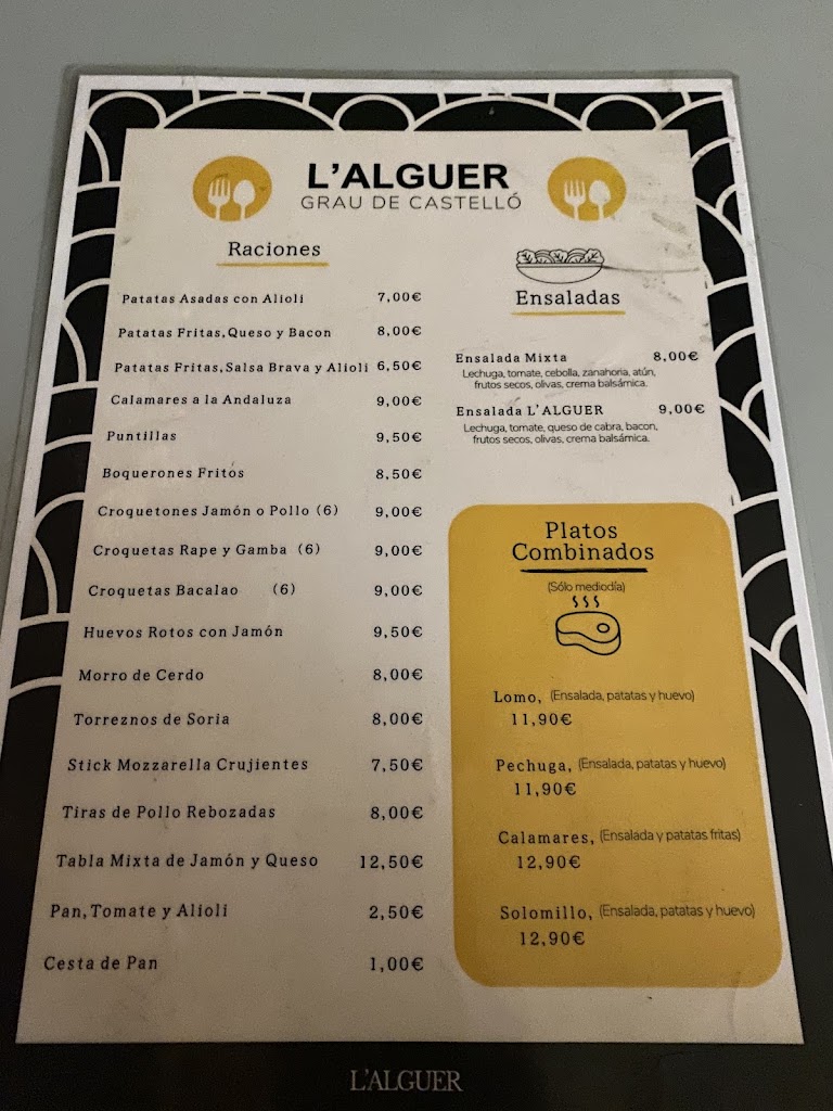 L'Alguer Taberna Marinera — Carta