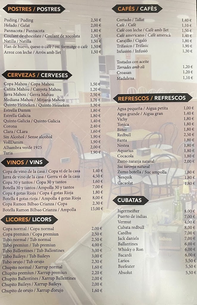 RESTAURANTE BAR EPORA 2 — Carta