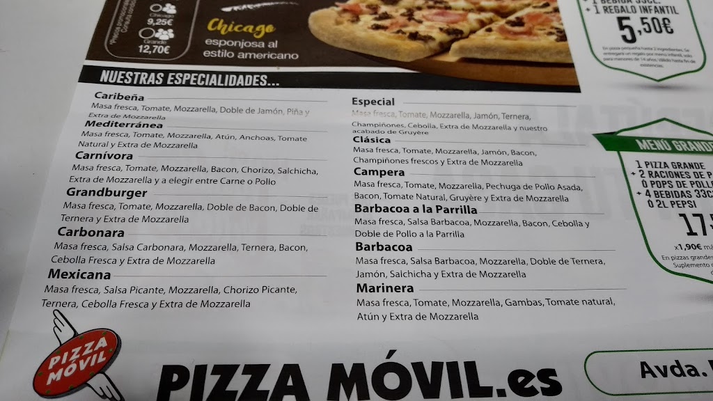 Restaurante Pizza Movil — Carta