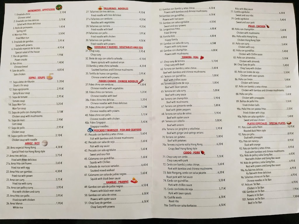 Restaurante Ciudad Sur — Carta