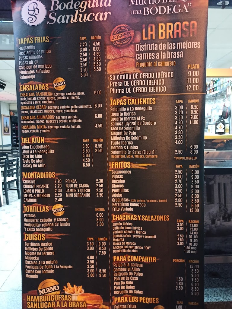 Bodeguita Sanlucar — Carta