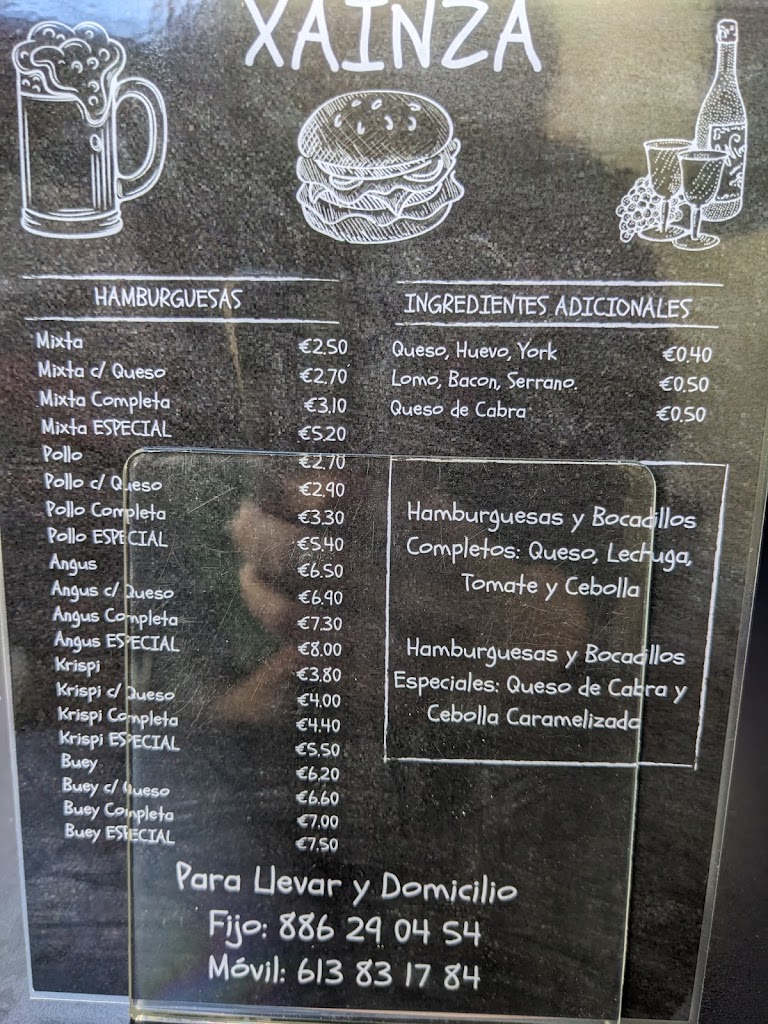 Hamburgueseria Xainza — Carta