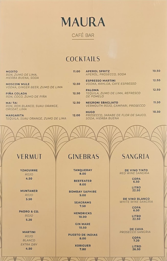 Maura - Cafe & Bar — Carta