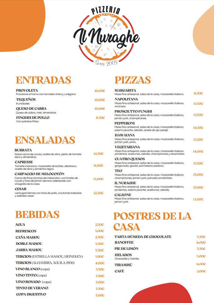 Pizzeria Il Nuraghe — Carta