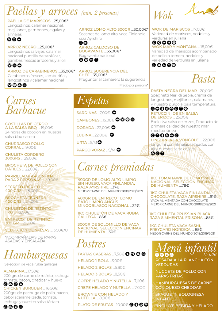 Restaurante Almarina Beach — Carta