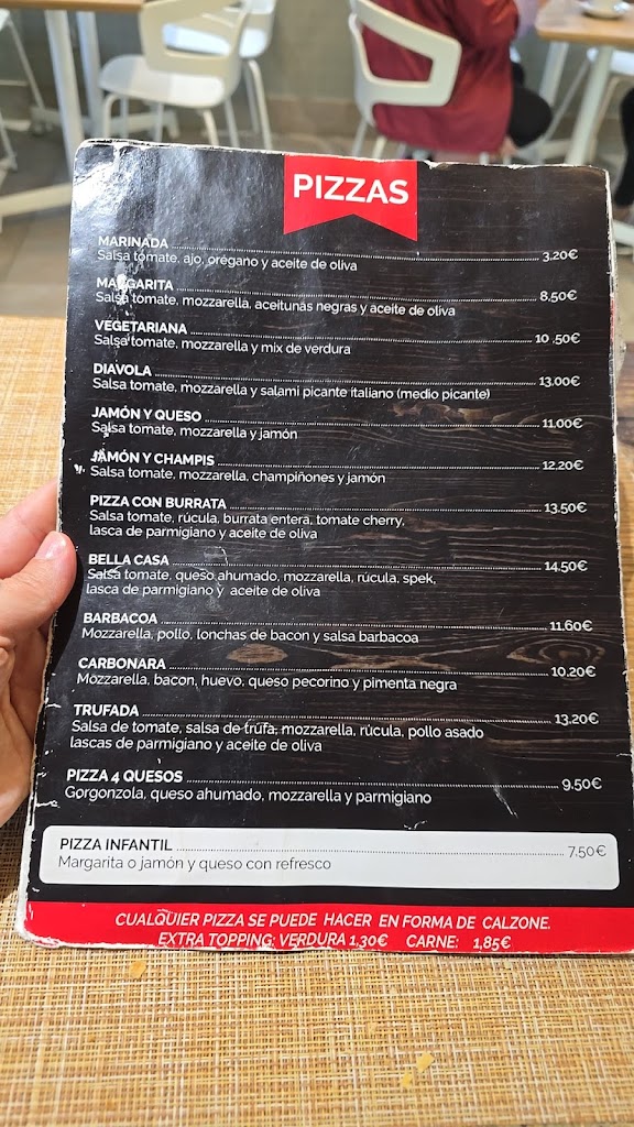 Idaberri cafeteria y pizzeria — Carta