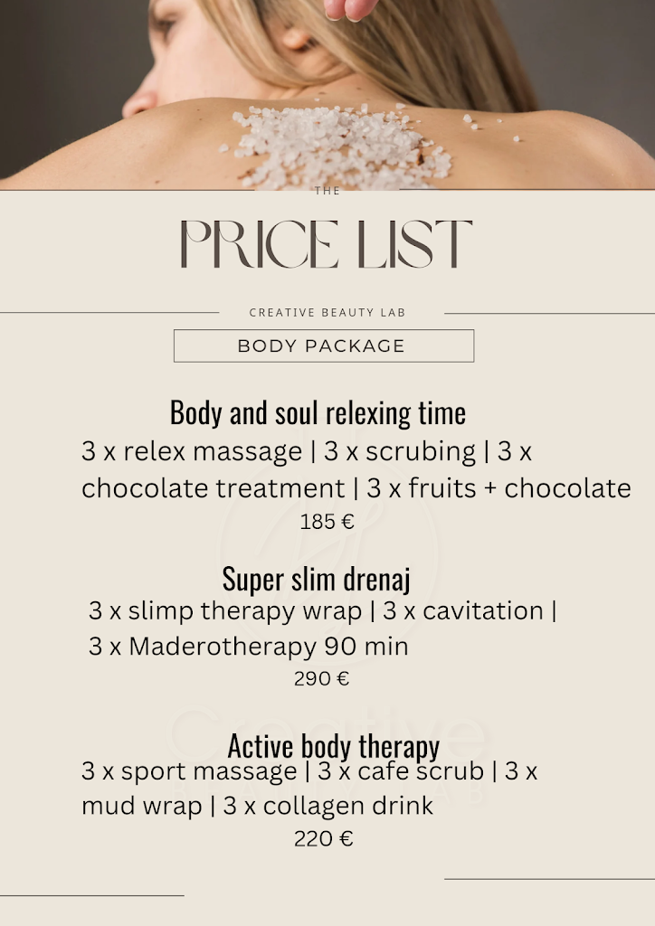 Creative Beauty Lab Massage and Beauty Salon — Carta