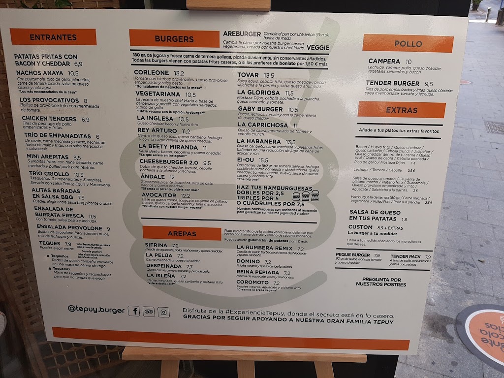 Tepuy Burger | Hamburgueseria en Alicante — Carta
