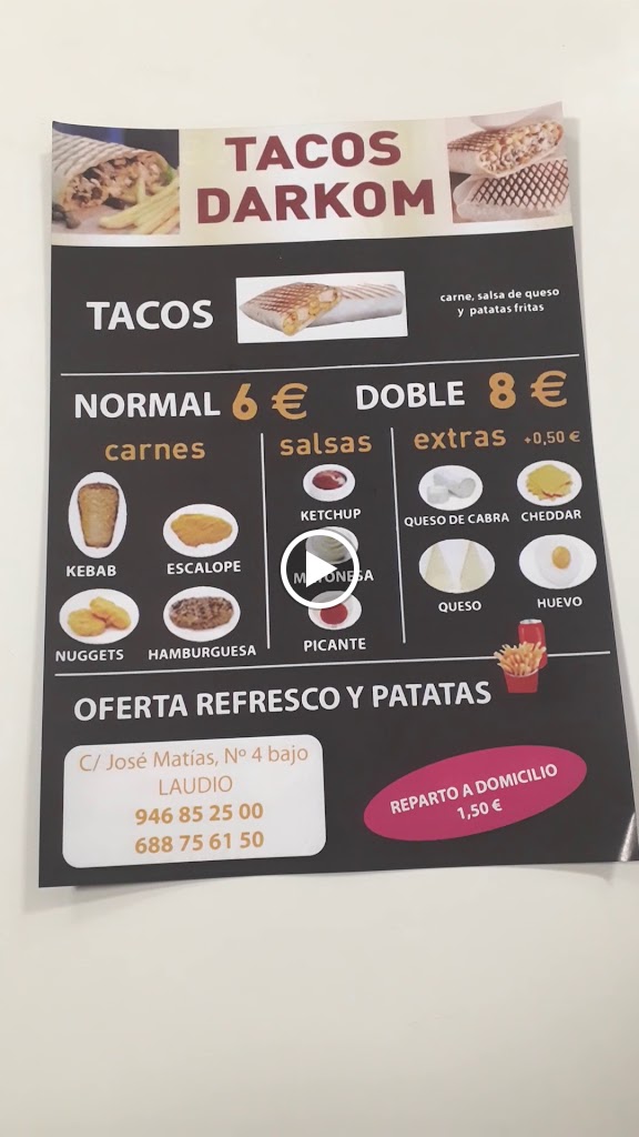 Doner kebab tacos darkom Laudio — Carta