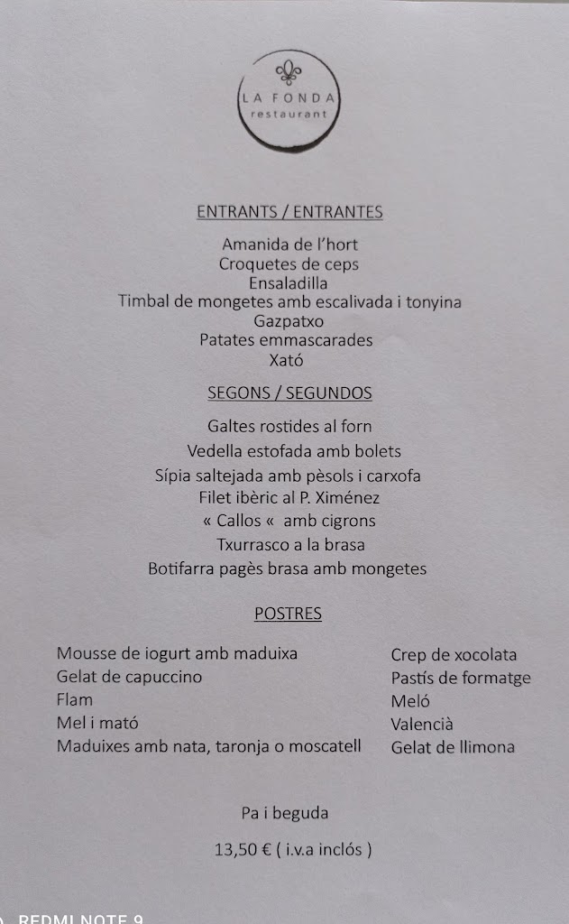 La fonda — Carta