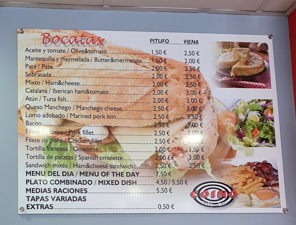 Cafeteria Bar Coino — Carta