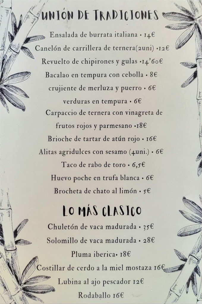 Restaurante Arima — Carta