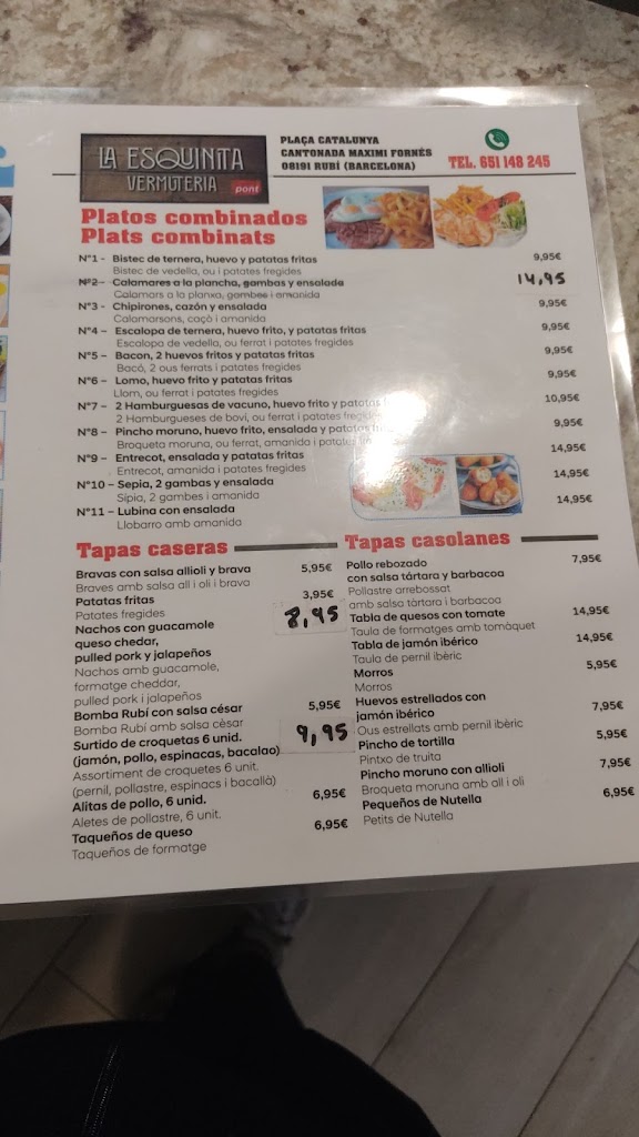 Bar Restaurante Vermuteria Esquinita — Carta