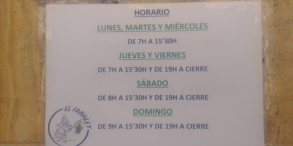 Bar*Restaurante EL FANALET. — Carta