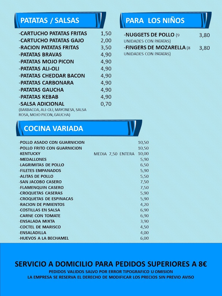 Freiduria Alegria — Carta