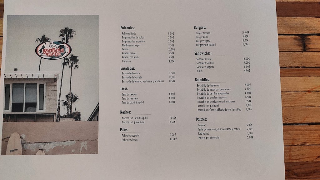 Burrifornia Surf Cafe — Carta