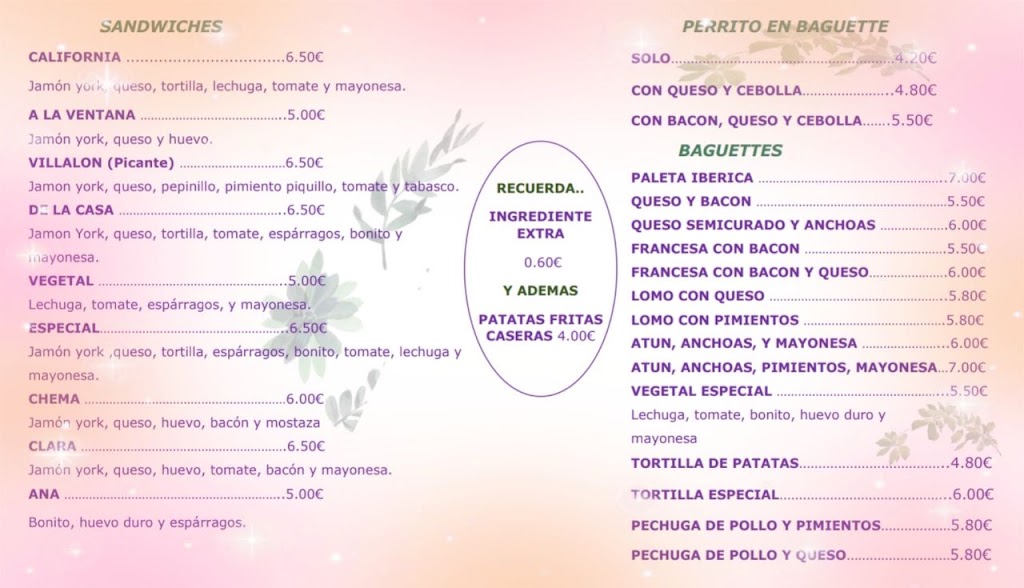 Cafe Chema — Carta