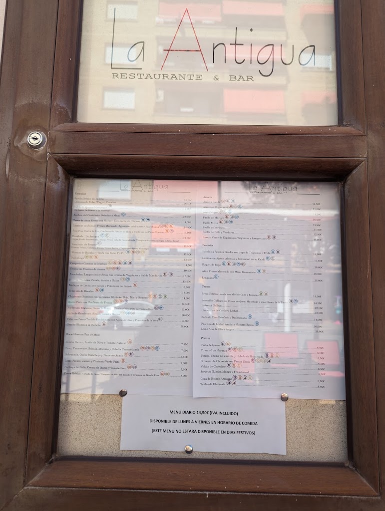 La Antigua Restaurante & Bar — Carta