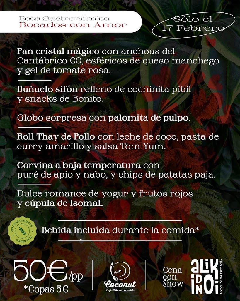 Restaurante Coconut Cafe & Tapas con Arte — Carta