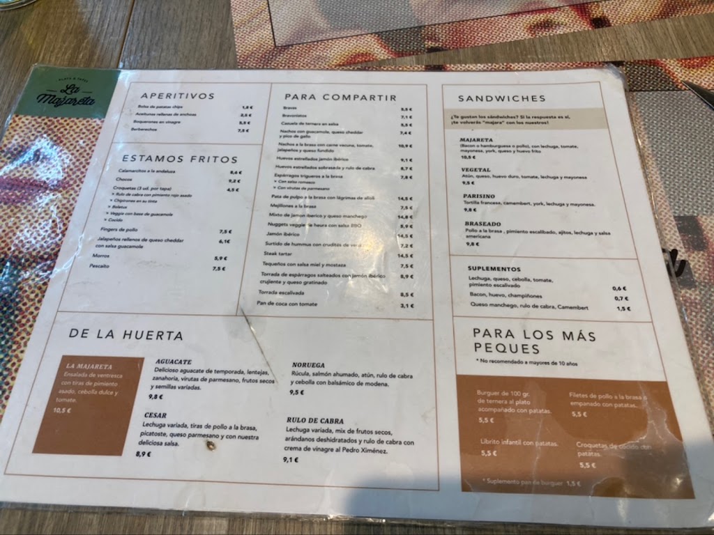 La Majareta — Carta