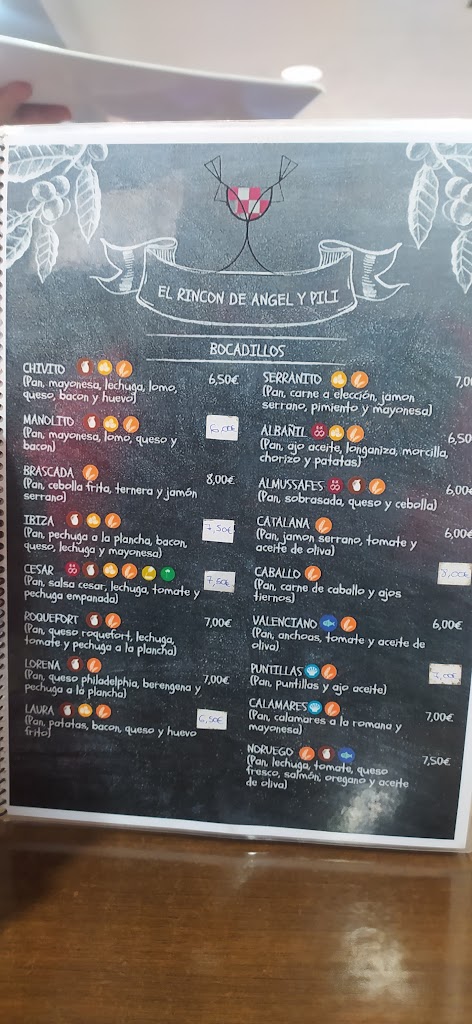 El Rincon de Angel y Pili — Carta