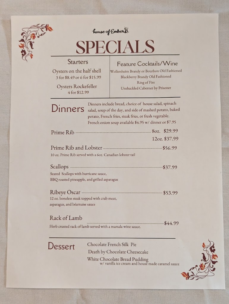  House of Embers Restaurant