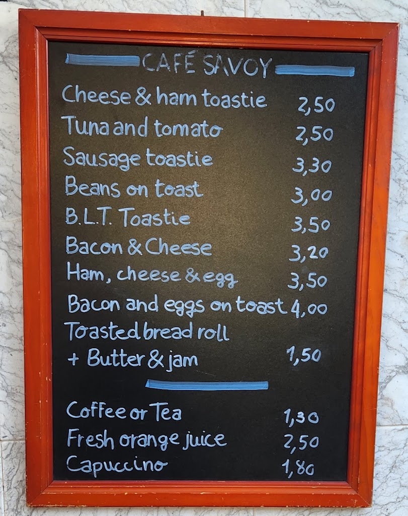 Cafe Savoy — Carta