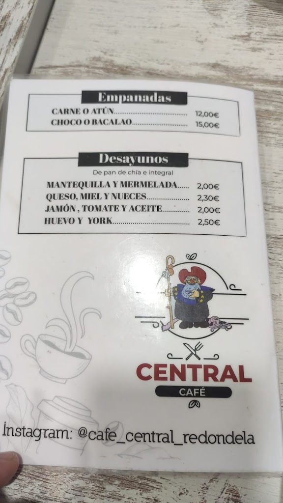 Cafe-Bar Central — Carta