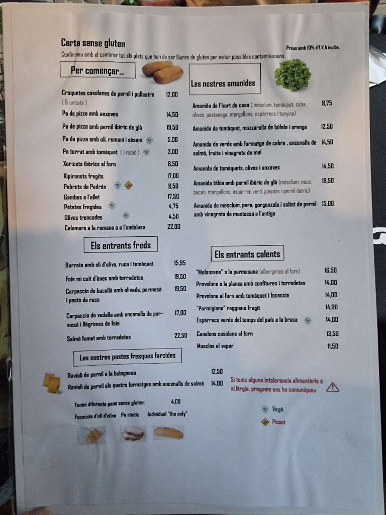 Restaurant Caminetto — Carta