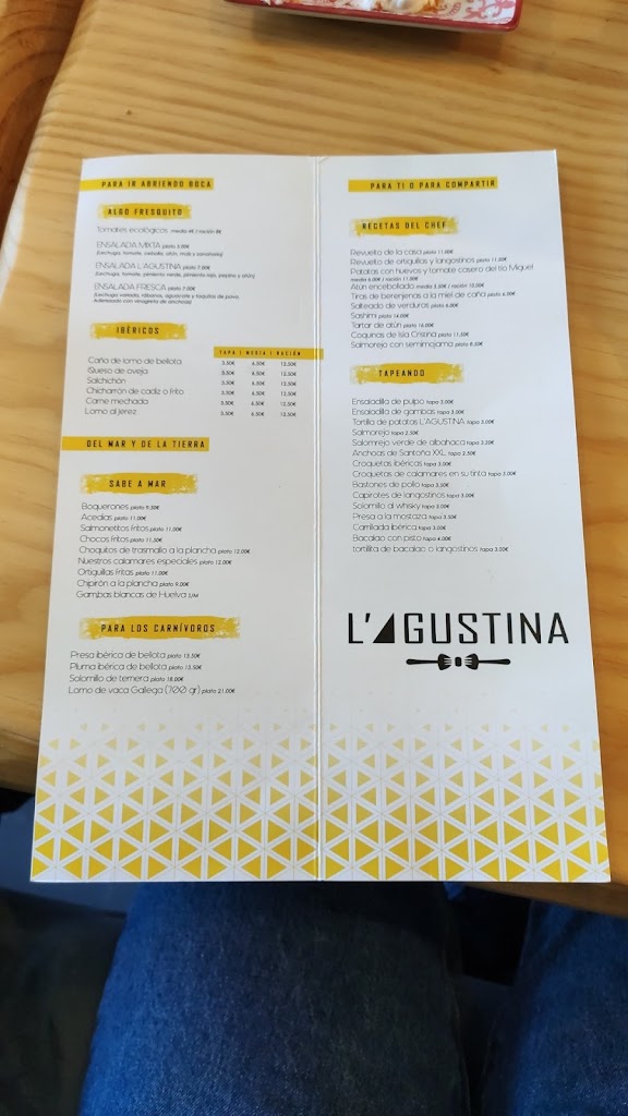 Restaurante L'Agustina — Carta