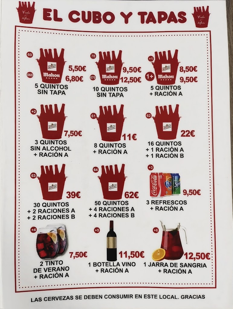 El cubo y tapas — Carta