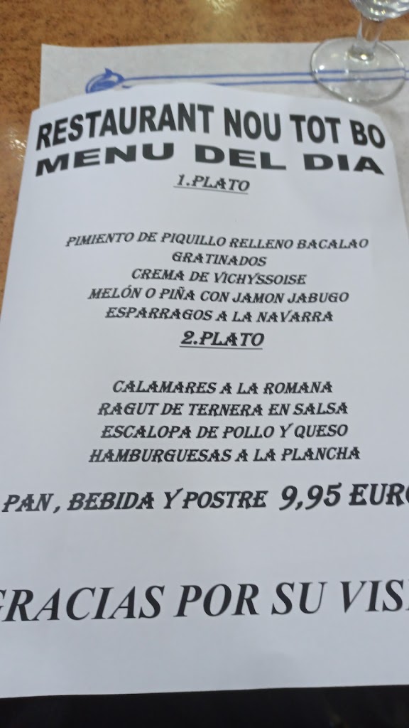 Tot Bo Restaurant — Carta