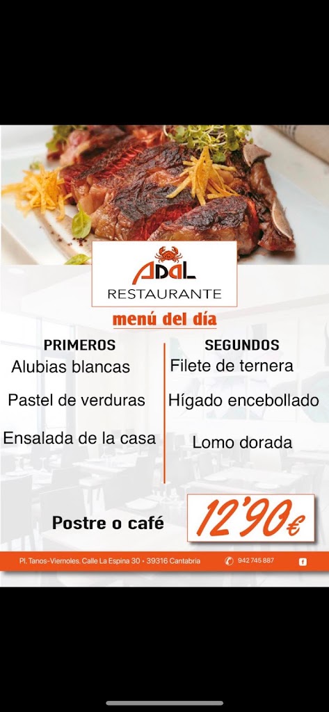 Cafeteria Restaurante Adal — Carta
