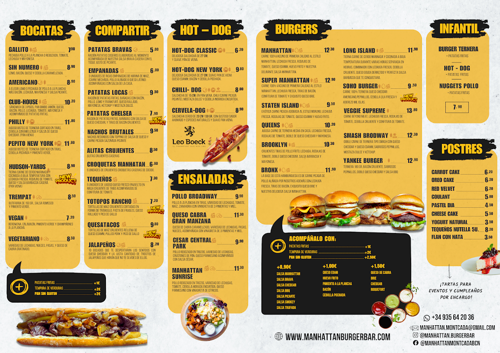 Manhattan Burger Bar — Carta