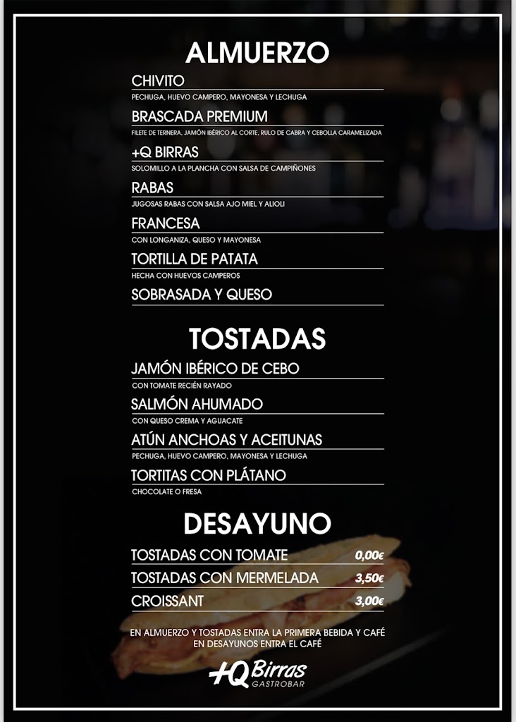 Masqbirras Gastrobar — Carta
