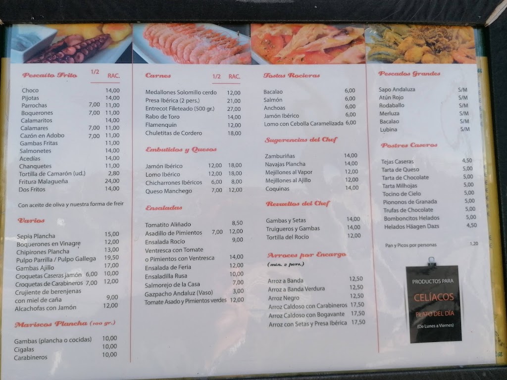 Taberna Andaluza El Rocio Chico — Carta