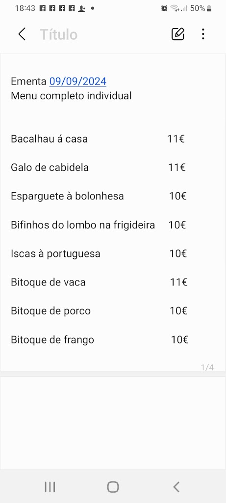 Restaurante Mares Vivas — Carta