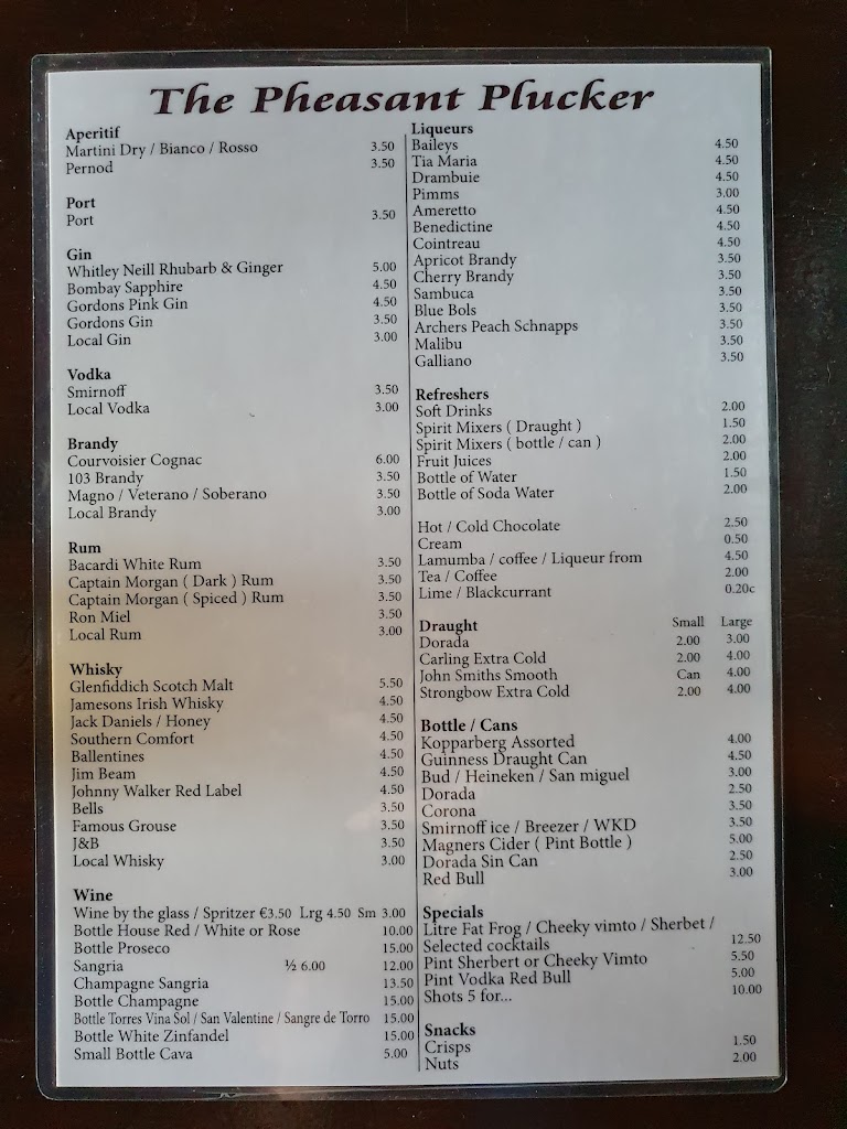 The Pheasant Plucker — Carta