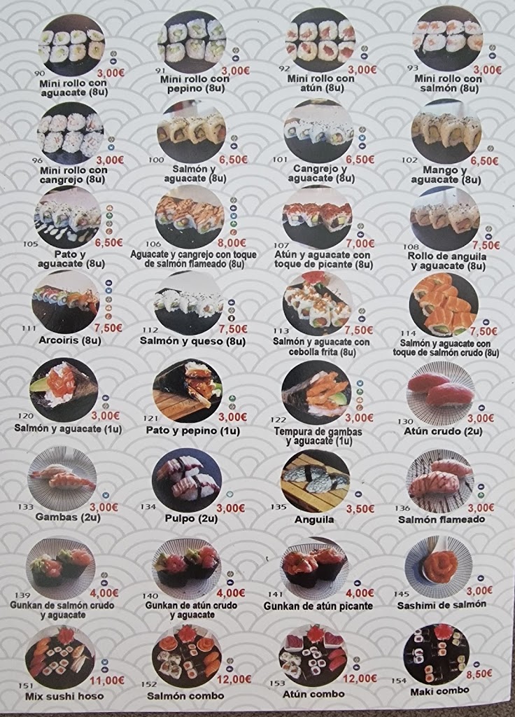 Kazoku restaurante japones — Carta