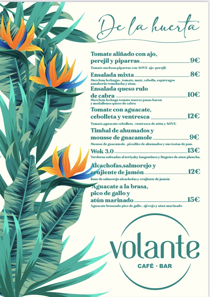 Cafe Bar Volante — Carta