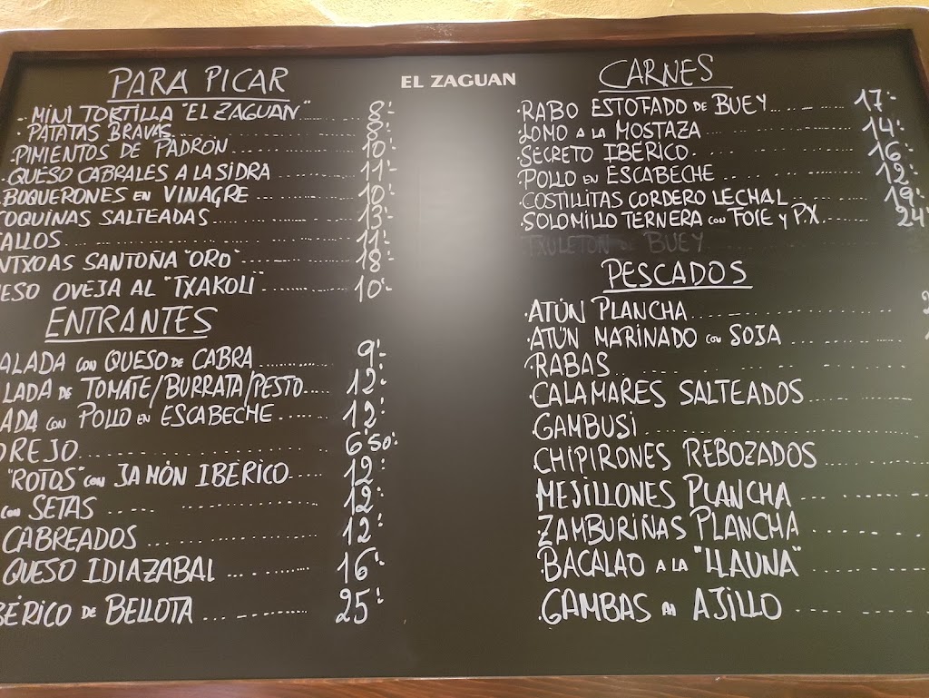 El Zaguan — Carta