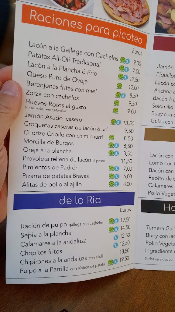 Taberna Santa Rosa — Carta