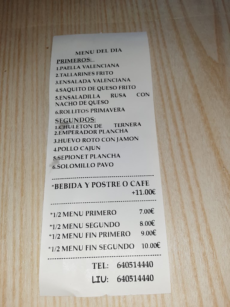 Bar la Rioja 2 — Carta