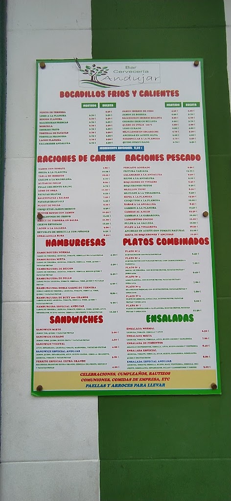 CERVECERIA ANDUJAR — Carta