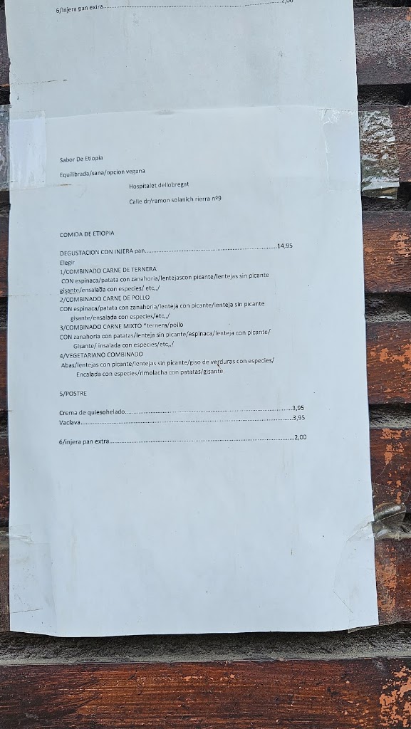 Sabor de Etiopia — Carta