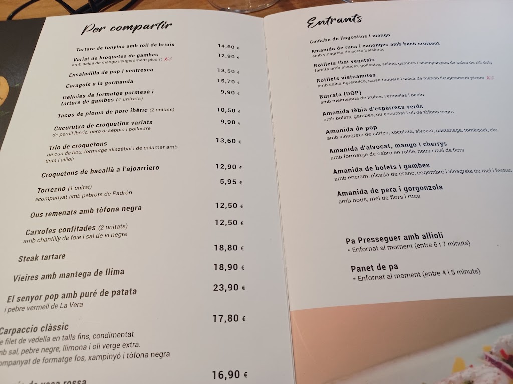 Presseguer Restaurant | Sabadell — Carta
